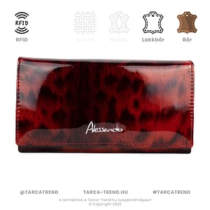 Alessandro Paoli pénztárca piros szőrme lakkbőr RFID 5648 tarca-trend.hu