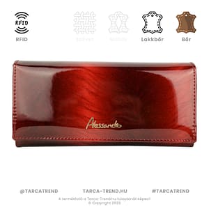 Alessandro Paoli pénztárca piros lakkbőr RFID 6367 tarca-trend.hu