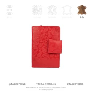 Farkas pénztárca piros álló bőr csepp minta 867341 tarca-trend.hu