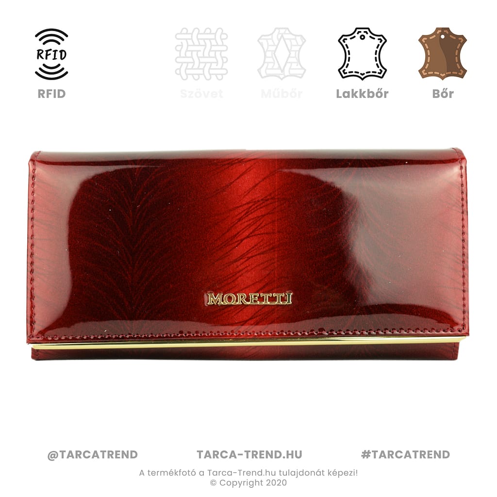 Moretti brifkó pénztárca pillangó piros bőr RFID ACE0807 tarca-trend.hu